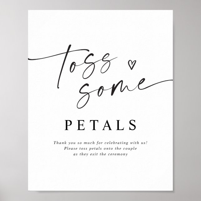 Affiche Petal Toss Modern Handwritten Wedding Sign (Devant)