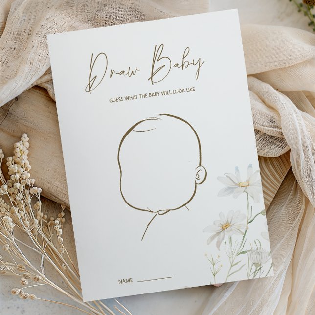 Affiche Pétales de marguerite délicate Jeu de baby shower  (Créateur téléchargé)