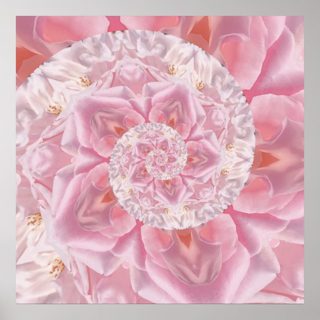 Affiche Pétales de rose rose spirale d'amour oeuvre numéri (Devant)
