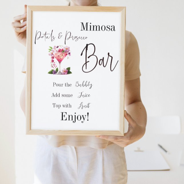 Affiche Pétales et bar de mimosa Prosecco rose pour enterr (Créateur téléchargé)