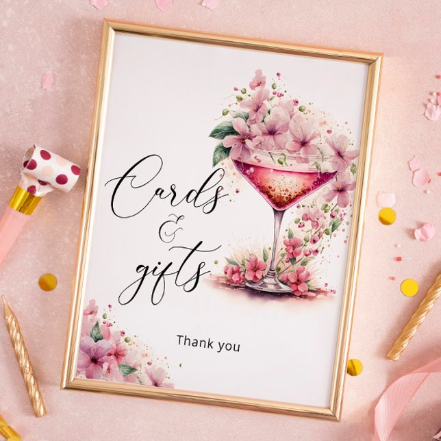 Affiche Pétales et Prosecco Cartes et cadeaux floraux rose (Créateur téléchargé)