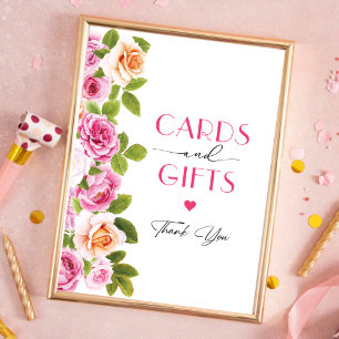 Affiche Pétales et Prosecco floral rose Cartes et cadeaux