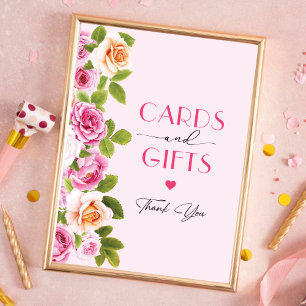 Affiche Pétales et Prosecco floral rose Cartes et cadeaux