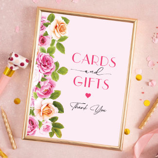 Affiche Pétales et Prosecco floral rose Cartes et cadeaux