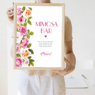 Affiche Pétales et Prosecco floral rose Mimosa Bar