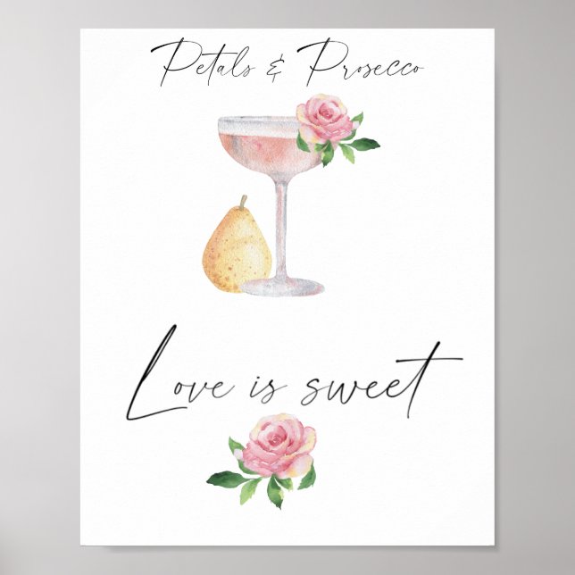 Affiche Pétales & Prosecco - l'amour est doux, prenez une  (Devant)