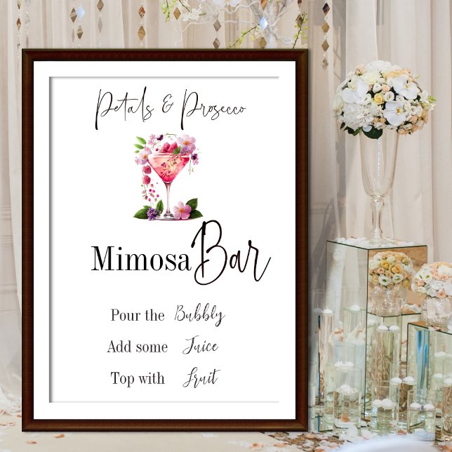 Affiche Pétales & Prosecco Rose Fête de Mariage Bar à Fleu (Créateur téléchargé)