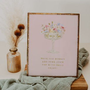 Affiche Pétales roses et Prosecco Mimosa Panneau de table