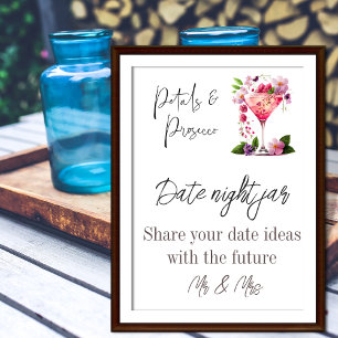 Affiche Petals & Prosecco Floral Bridal Shower Date Game