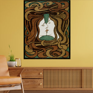 Affiche Peter Behrens Kiss Love Art Nouveau Abstrait