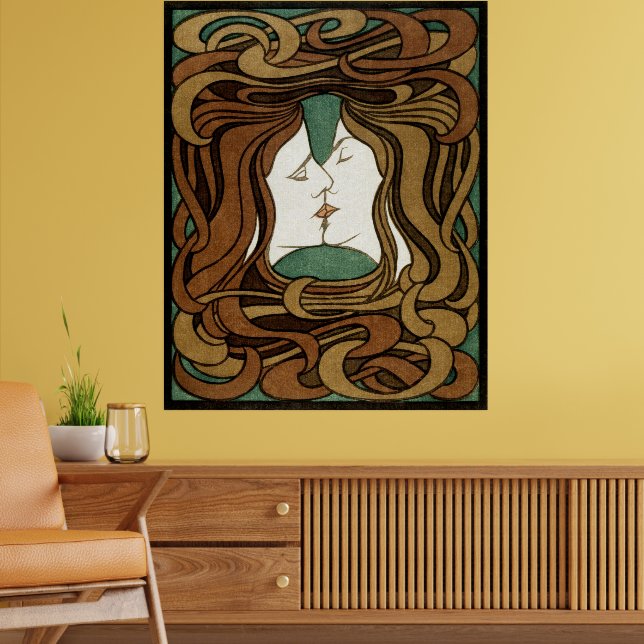 Affiche Peter Behrens Kiss Love Art Nouveau Abstrait (Salon 2)