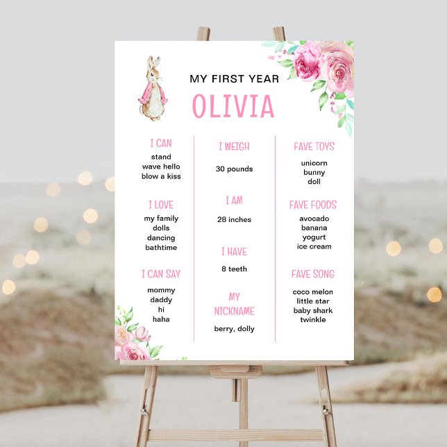 Affiche Peter lapin | Premier anniversaire rose (Créateur téléchargé)