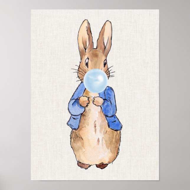 Affiche Peter le lapin soufflant bulle gomme (Devant)