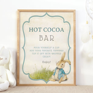 Affiche Peter Le Rabbit Baby shower Vintage Hot Cocoa Bar