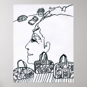 Affiche Peter Max style dessin signé d'origine