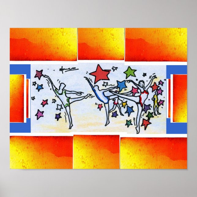 Affiche Peter Max style original signé peinture acrylique (Devant)