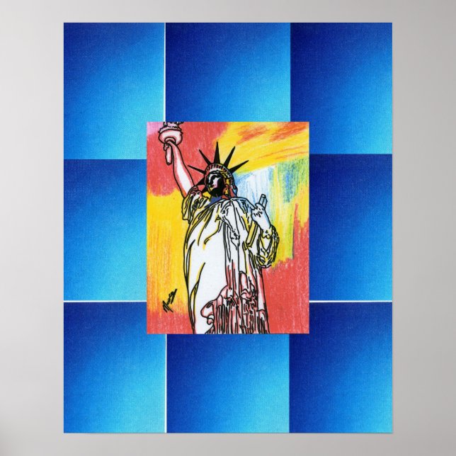 Affiche Peter Max style original signé peinture acrylique (Devant)