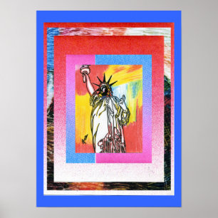 Affiche Peter Max style original signé peinture acrylique