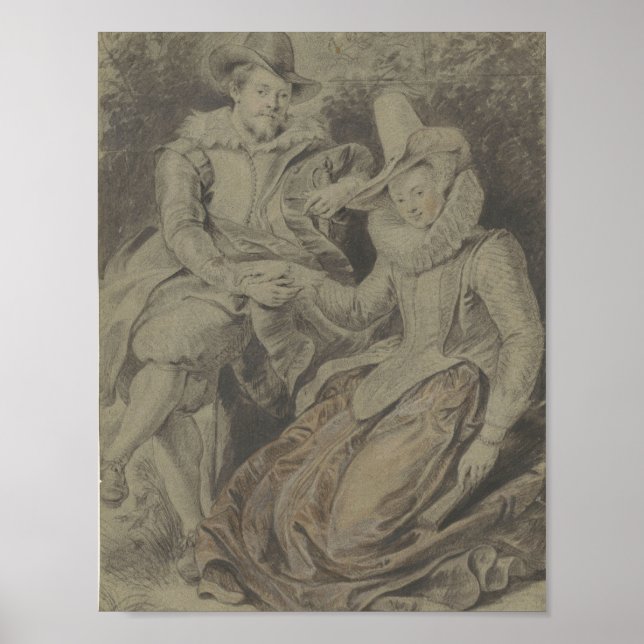 Affiche Peter Paul Rubens avec sa femme Isabella Brant (Devant)