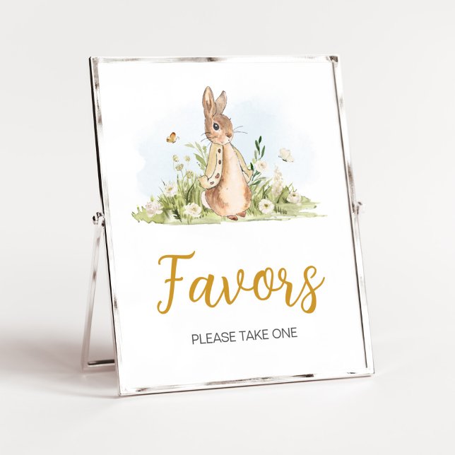 Affiche Peter Rabbit Baby shower Faveurs (Rabbit Gender Neutral Baby Shower Favors Sign)
