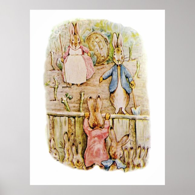Affiche Peter Rabbit Benjamin et Flopsy Bunny Beatrix Pot (Devant)