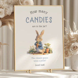 Affiche Peter Rabbit Combien de bonbons Baby shower Jeu