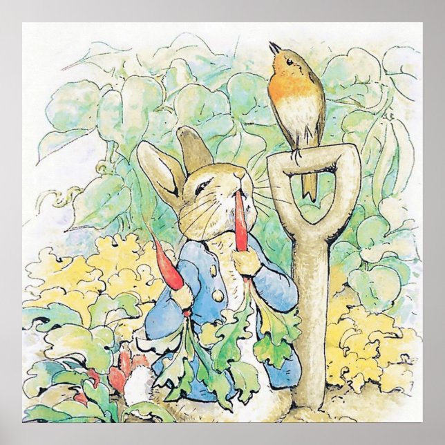 Affiche “Peter Rabbit Eats a Carrot” by Beatrix Potter (Devant)