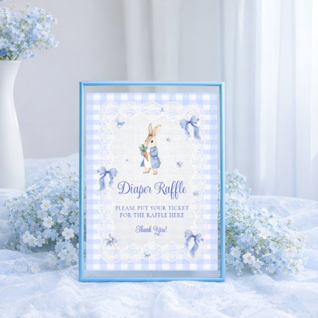 Affiche Peter Rabbit Gingham Baby Shower Diaper Raffle (Créateur téléchargé)