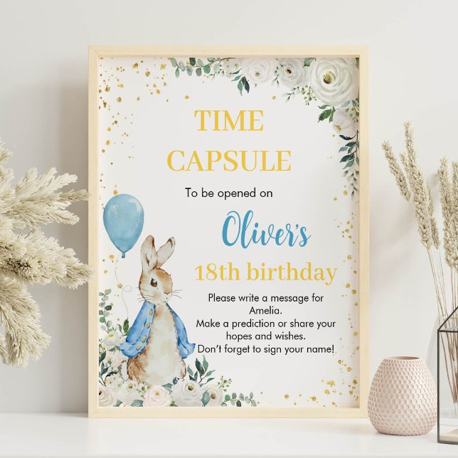 Affiche Peter Rabbit Heure Anniversaire Capsule Fleur sauv (Créateur téléchargé)