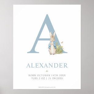 Affiche Peter Rabbit   Lettre personnalisée A