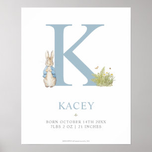 Affiche Peter Rabbit   Lettre personnalisée K