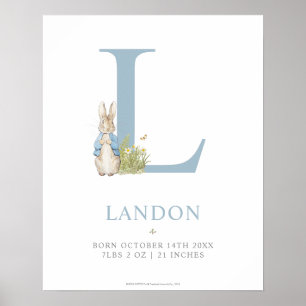 Affiche Peter Rabbit   Lettre personnalisée L