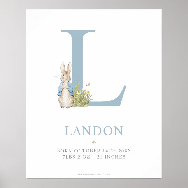 Affiche Peter Rabbit | Lettre personnalisée L (Devant)