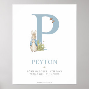 Affiche Peter Rabbit   Lettre personnalisée P