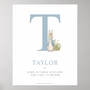 Affiche Peter Rabbit   Lettre personnalisée T