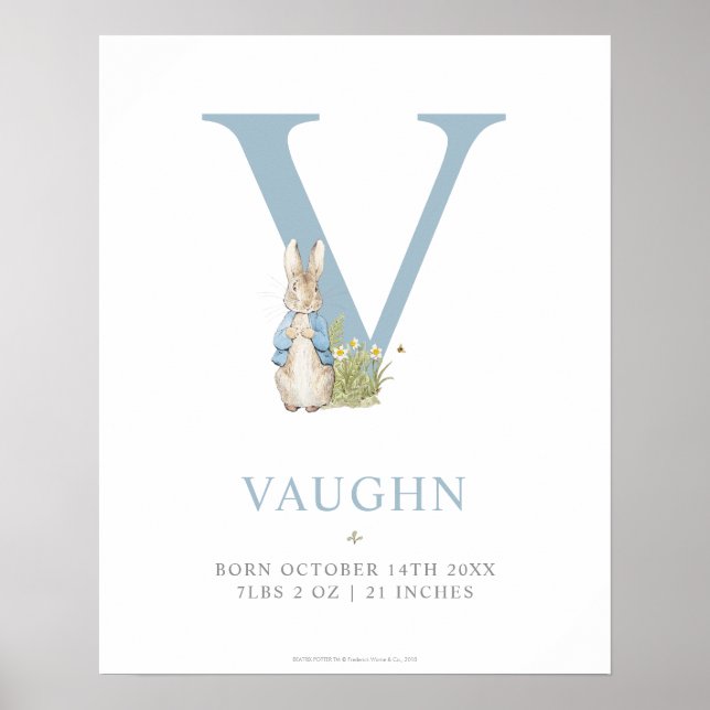Affiche Peter Rabbit | Personalized Letter V (Devant)