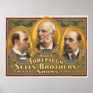 Affiche Peter Sells, Adam Forepaugh Et Lewis Sells