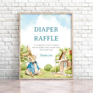 Affiche Peter The Rabbit Diaper Raffle Baby shower Jeu