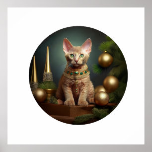 Affiche Peterbald Kitten En Cadre De Noël