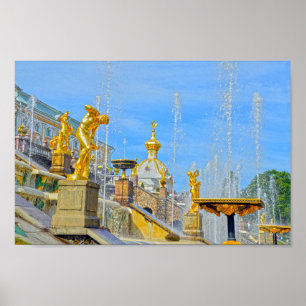 Affiche Peterhof Golden Statues, Russie