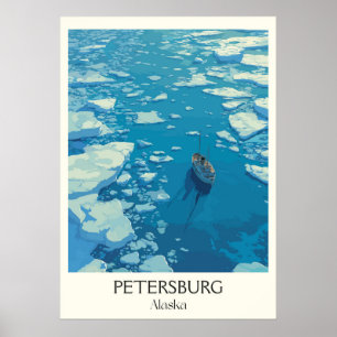 Affiche Petersburg Alaska Banquises sur l'eau