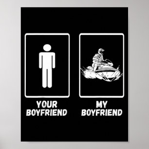 Affiche Petit ami en jetski faisant du jetski véhicule aqu