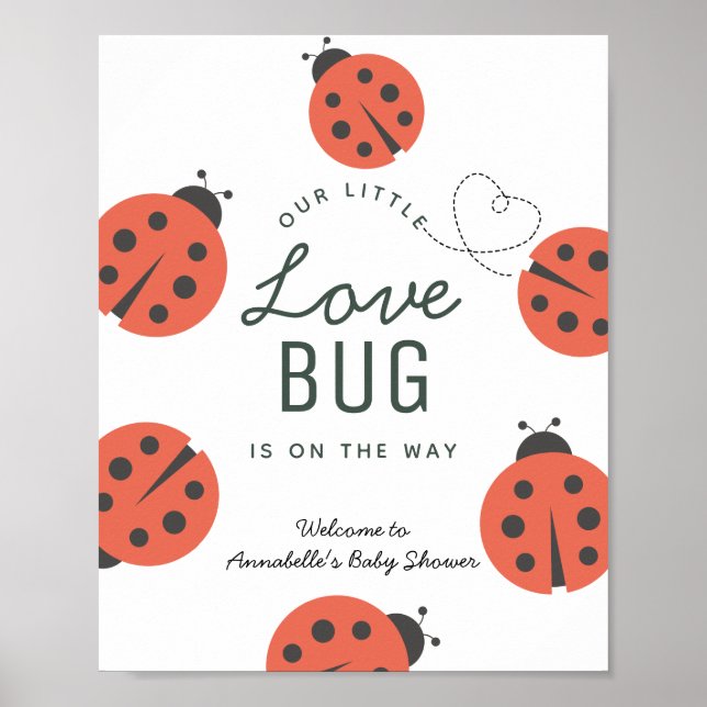 Affiche Petit Amour Bug Ladybug Baby shower Bienvenue (Devant)
