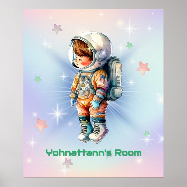Affiche Petit Astronaute Mignon en Combinaison Spatiale (Devant)