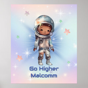Affiche Petit Astronaute Mignon Portant une Combinaison Sp