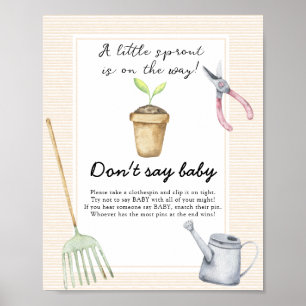 Affiche Petit Baby shower à germe - Ne dis pas bébé