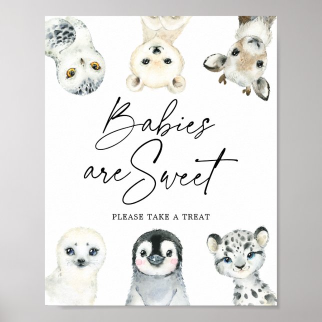Affiche Petit Baby shower arctique Les bébés sont un signe (Devant)