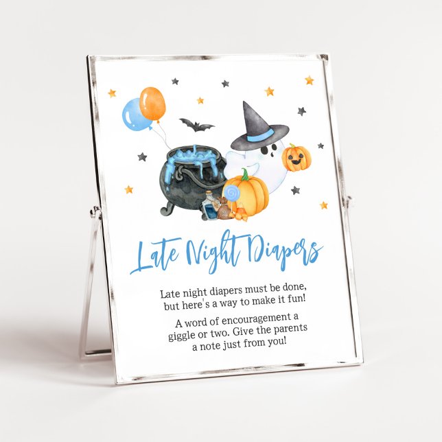 Affiche Petit Baby shower Boo Diapeurs de nuit (Ghost Halloween Baby Shower
Lare Night Diapers Sign)