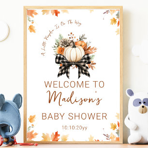 Affiche Petit Baby shower Citrouille Floral & Accueil Plai