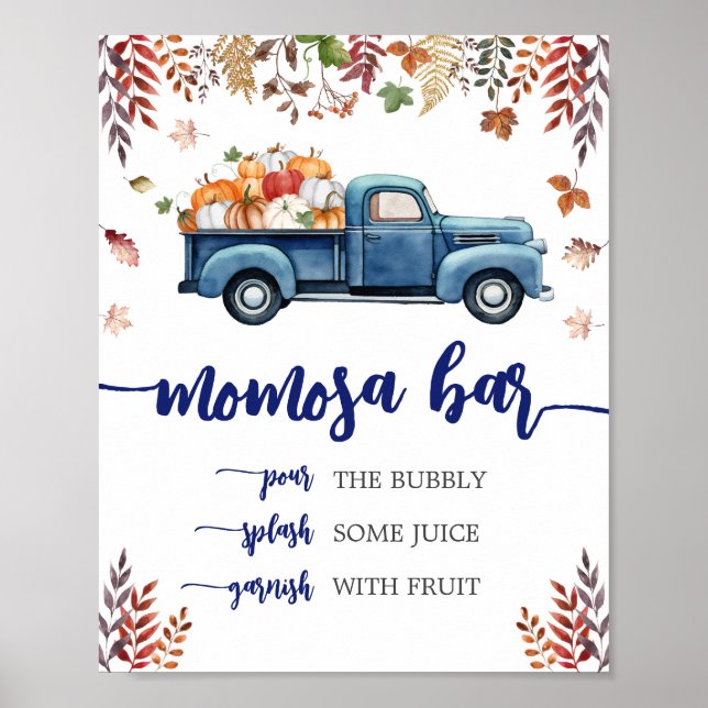 Affiche Petit Baby shower Citrouille Maman Osa Bar Sign (Devant)
